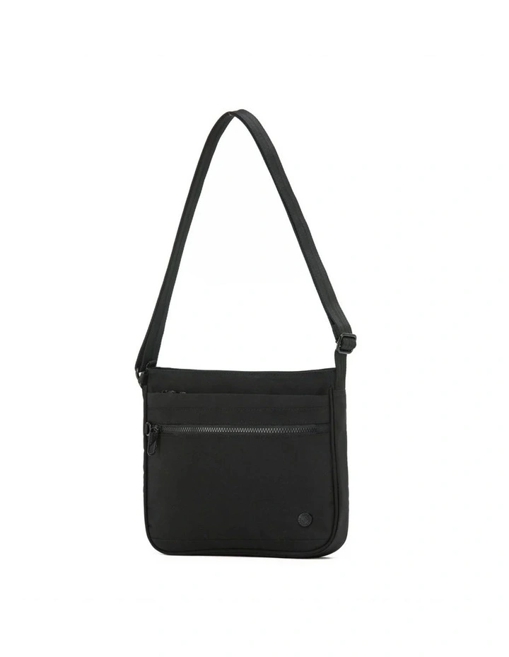 Anti-Theft Square Large Shoulder Bag with Handle - Black image 1