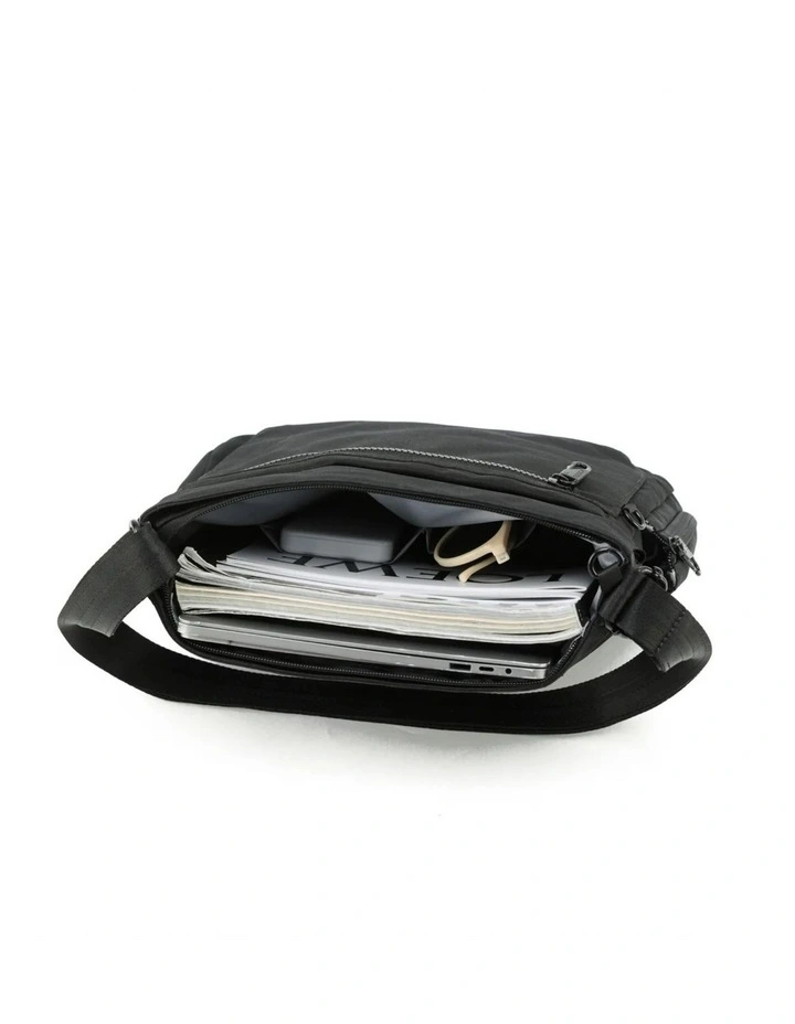 Anti-Theft Square Large Shoulder Bag with Handle - Black image 2