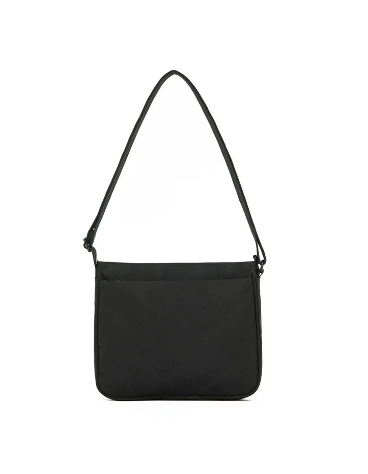 Anti-Theft Square Large Shoulder Bag with Handle - Black image 3