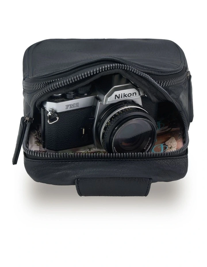 Vegan Leather Small Shoulder Bag - Black image 2