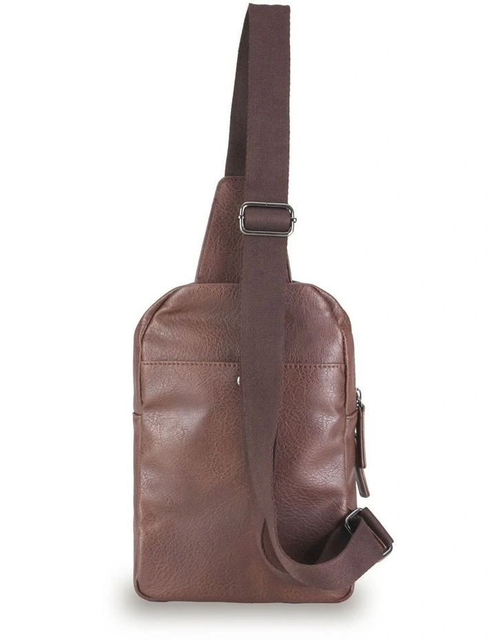 Vegan Leather Slinger Bag - Chocolate image 2
