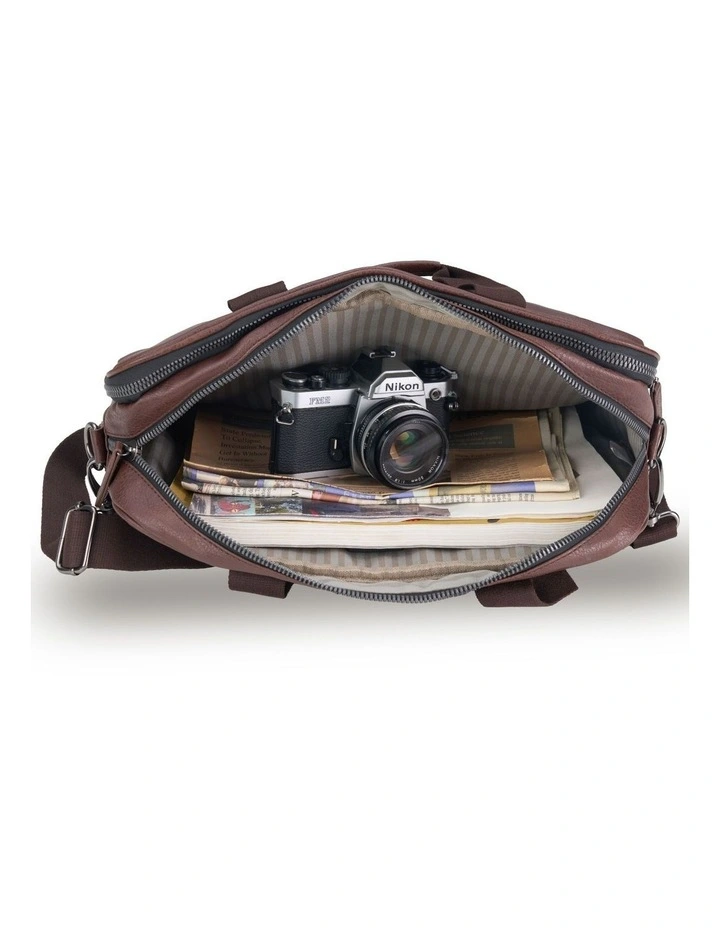 Vegan Leather Business Bag - Chocolate image 2