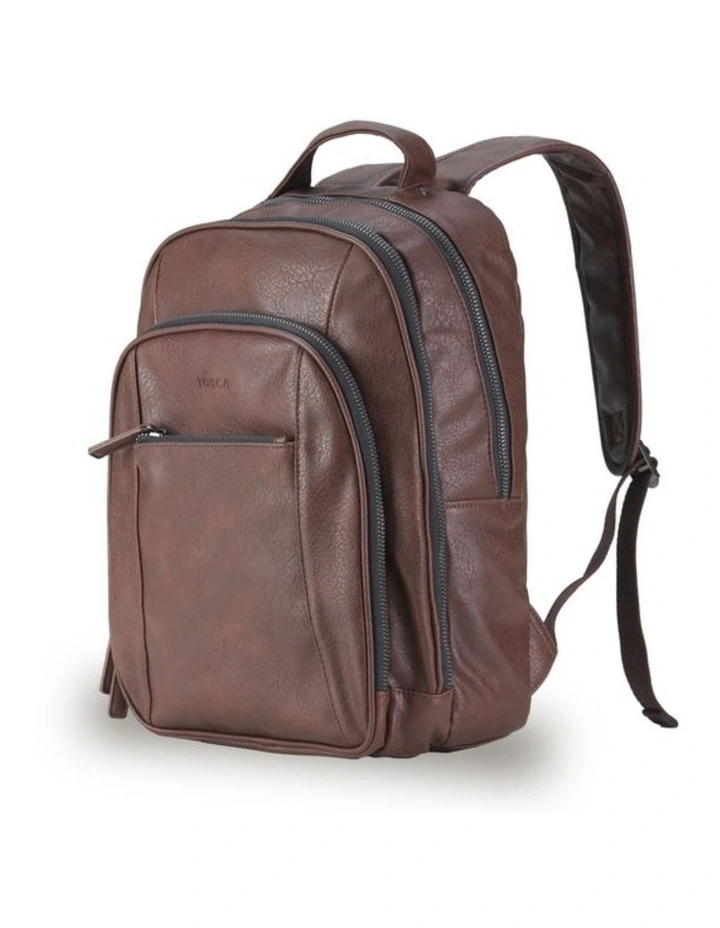 Vegan Leather Backpack - Chocolate image 1