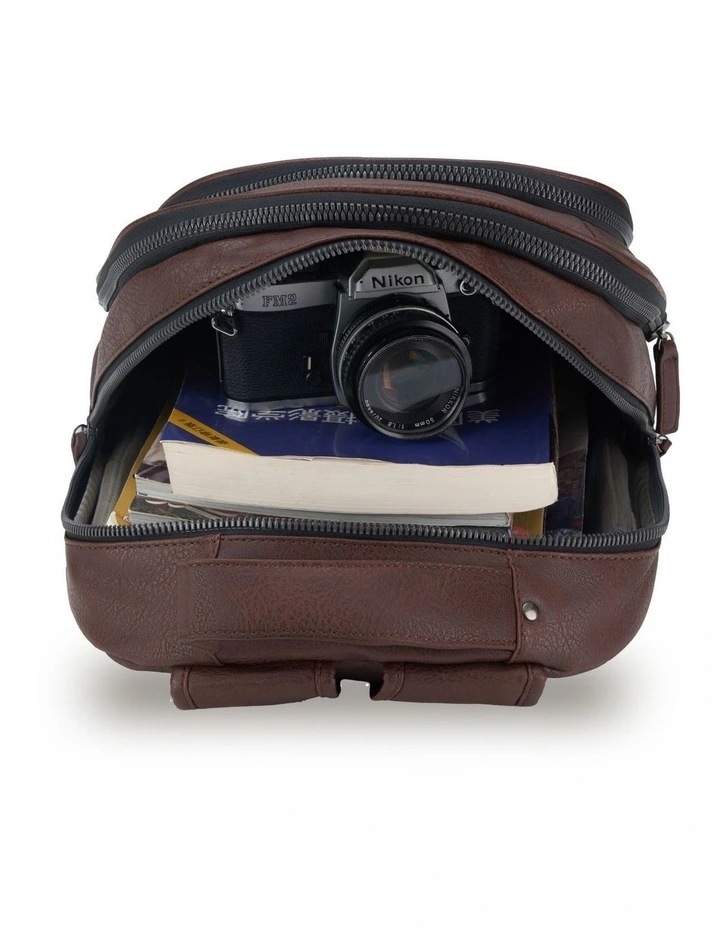 Vegan Leather Backpack - Chocolate image 2