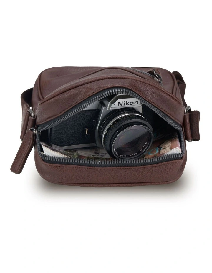 Vegan Leather Small Shoulder Bag - Chocolate image 2