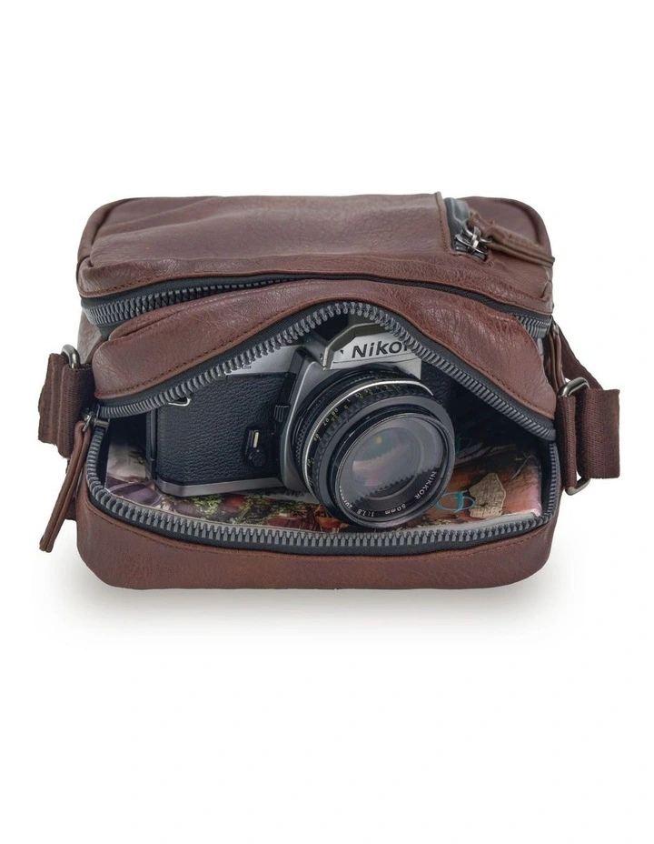 Vegan Leather Shoulder Bag - Chocolate image 2
