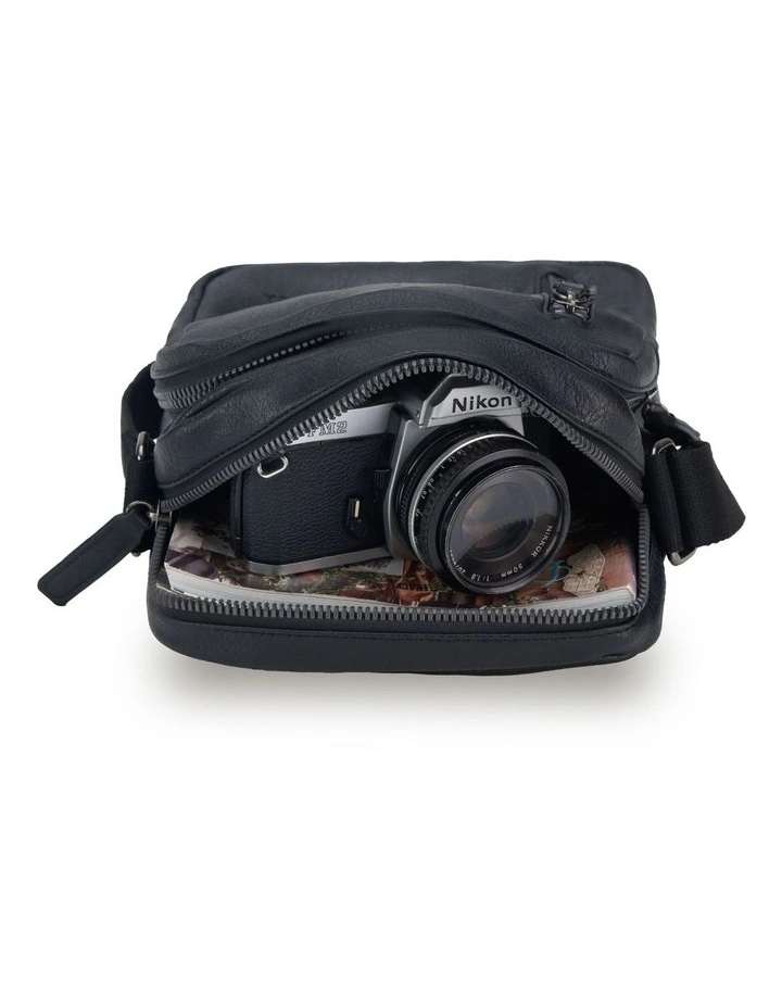 Vegan Leather Shoulder Bag - Black image 2