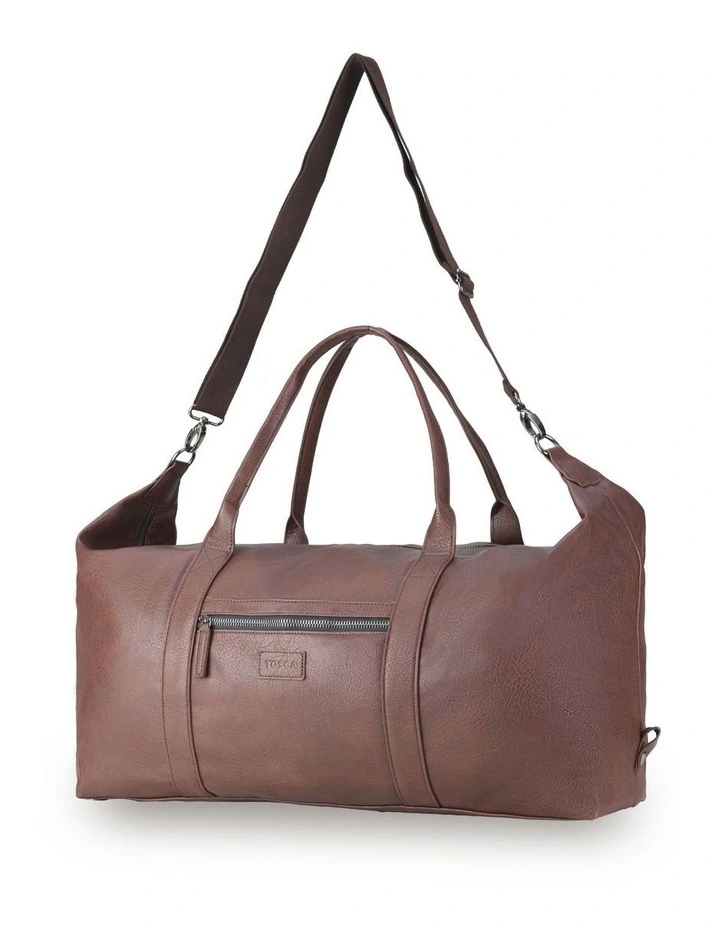 Vegan Leather Large Duffle Bag - Chocolate image 1
