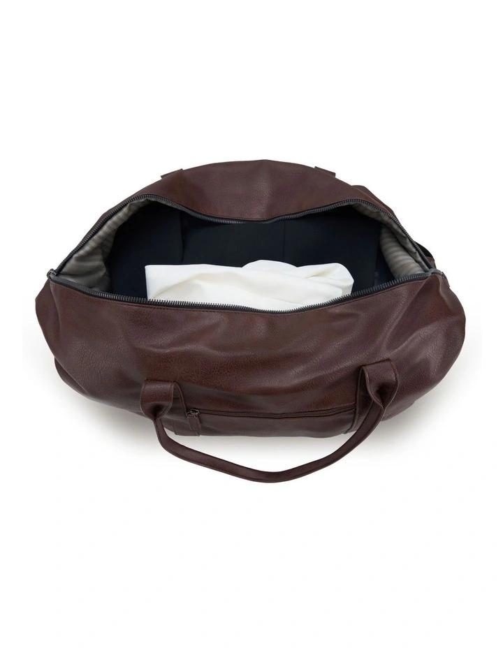 Vegan Leather Large Duffle Bag - Chocolate image 2