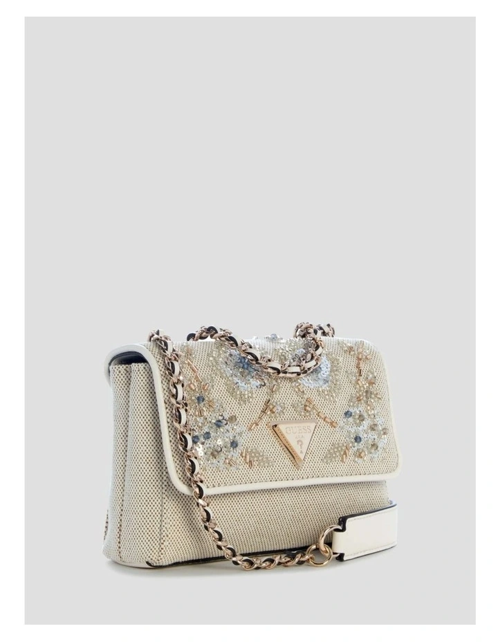 Giully Mini Convertible Flap Bag in Beige Floral image 2