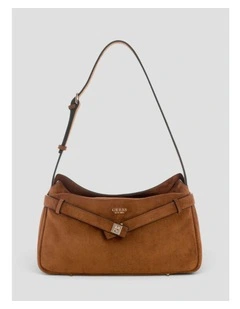Ella Faux-Suede Shoulder Bag in Cognac