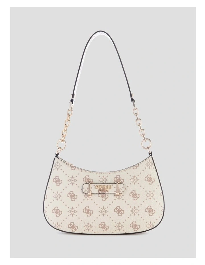 Carrie Top Zip Shoulder Bag in White Logo image 1