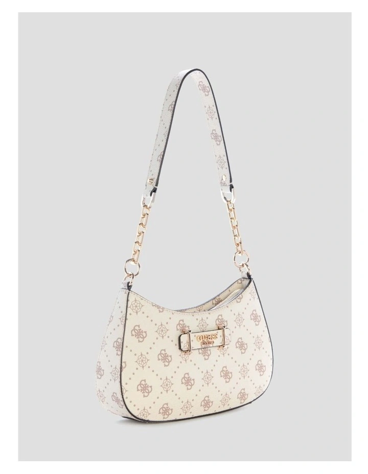 Carrie Top Zip Shoulder Bag in White Logo image 3