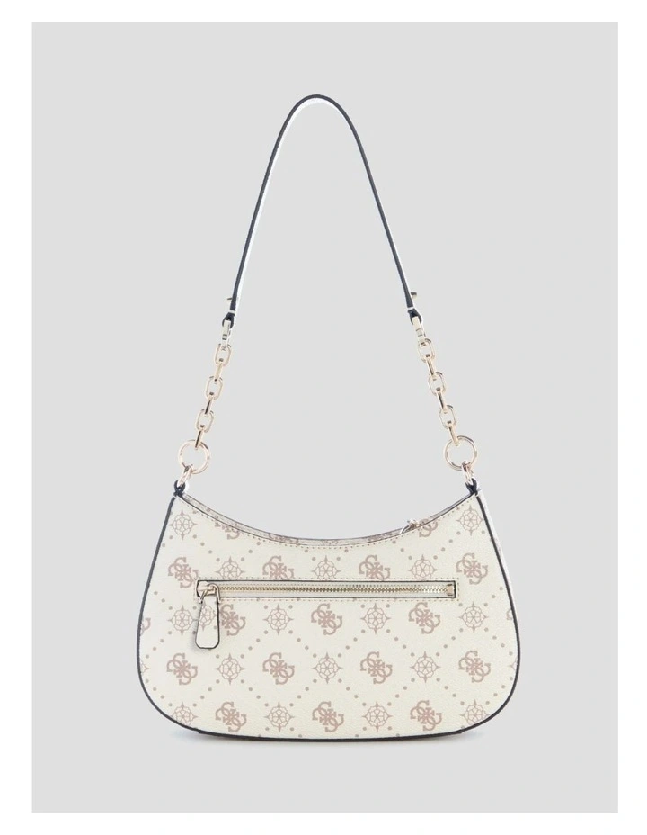 Carrie Top Zip Shoulder Bag in White Logo image 5