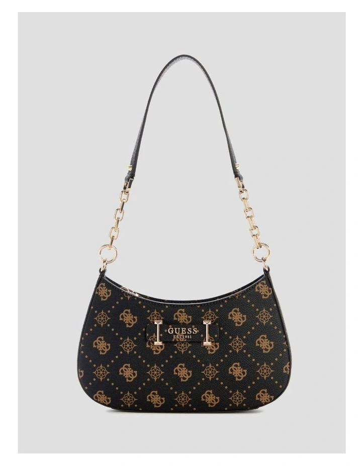 Carrie Top Zip Shoulder Bag in Brown Logo image 1
