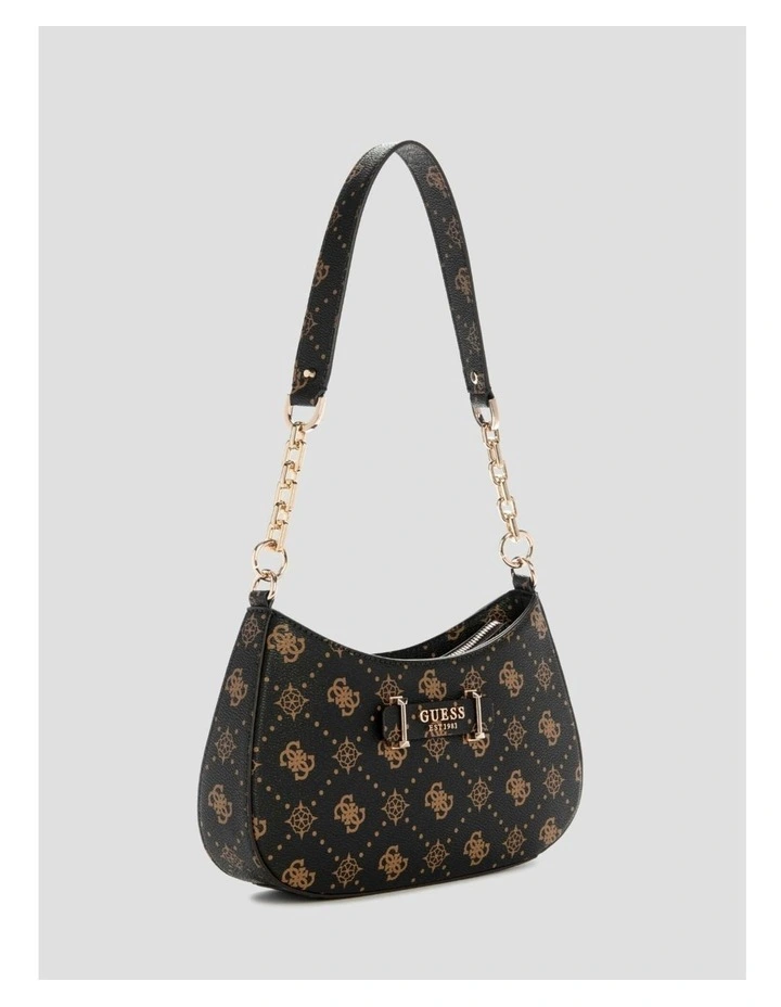 Carrie Top Zip Shoulder Bag in Brown Logo image 3