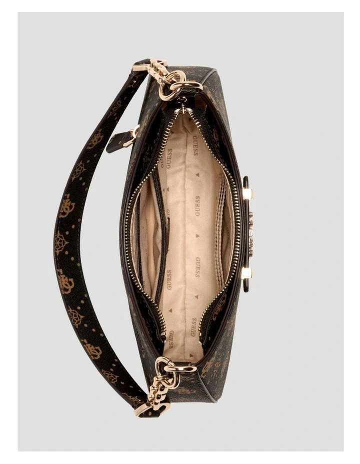 Carrie Top Zip Shoulder Bag in Brown Logo image 4