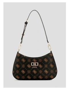 Brown Logo Emelie Top Zip Shoulder Bag