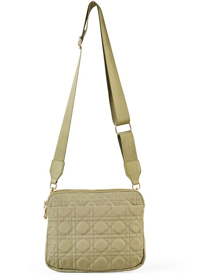 Quilted Cross Body Bag - Olive image 1