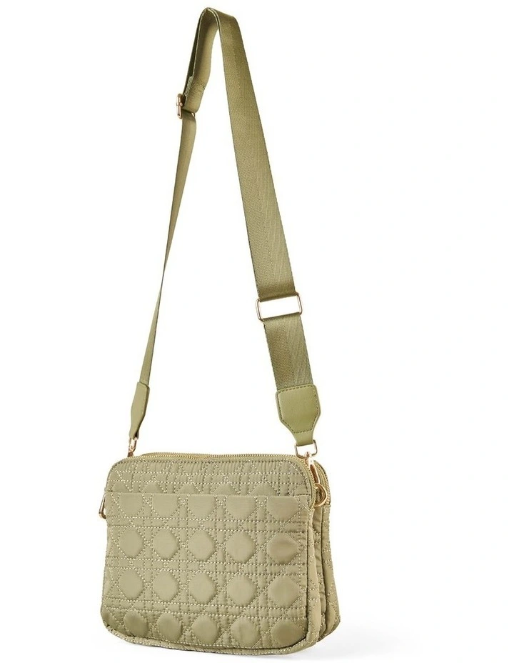 Quilted Cross Body Bag - Olive image 2