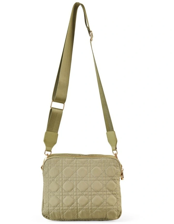 Quilted Cross Body Bag - Olive image 3