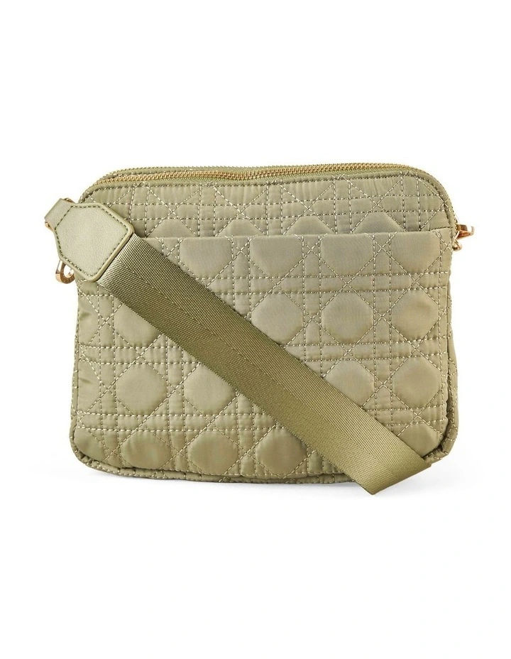 Quilted Cross Body Bag - Olive image 4