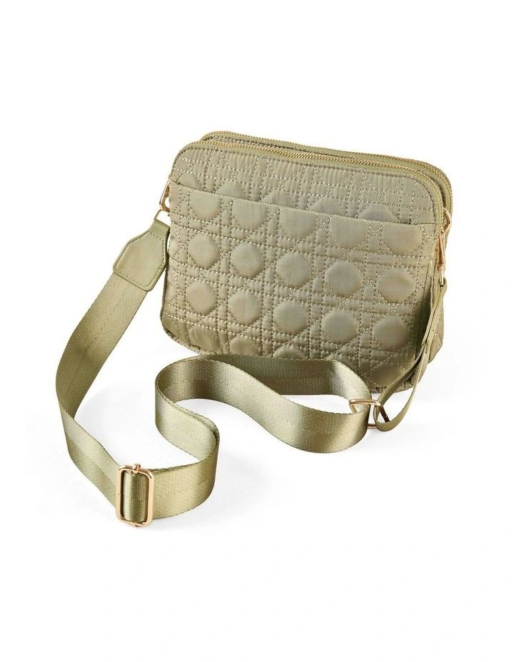 Quilted Cross Body Bag - Olive image 6