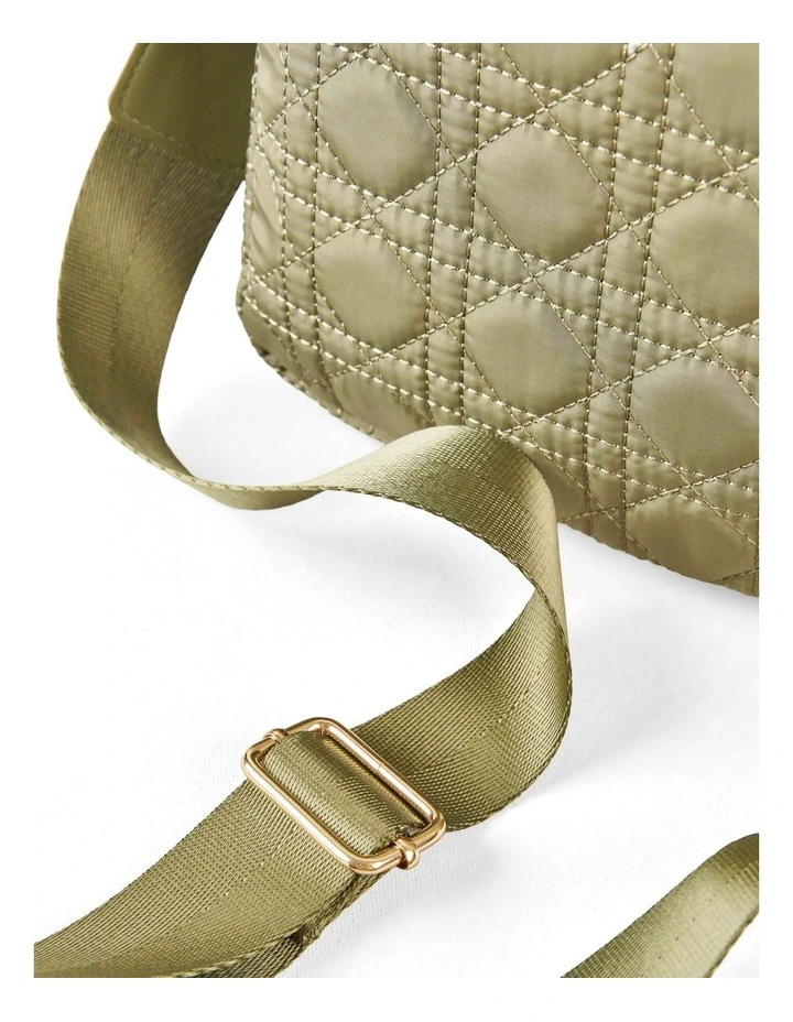 Quilted Cross Body Bag - Olive image 7