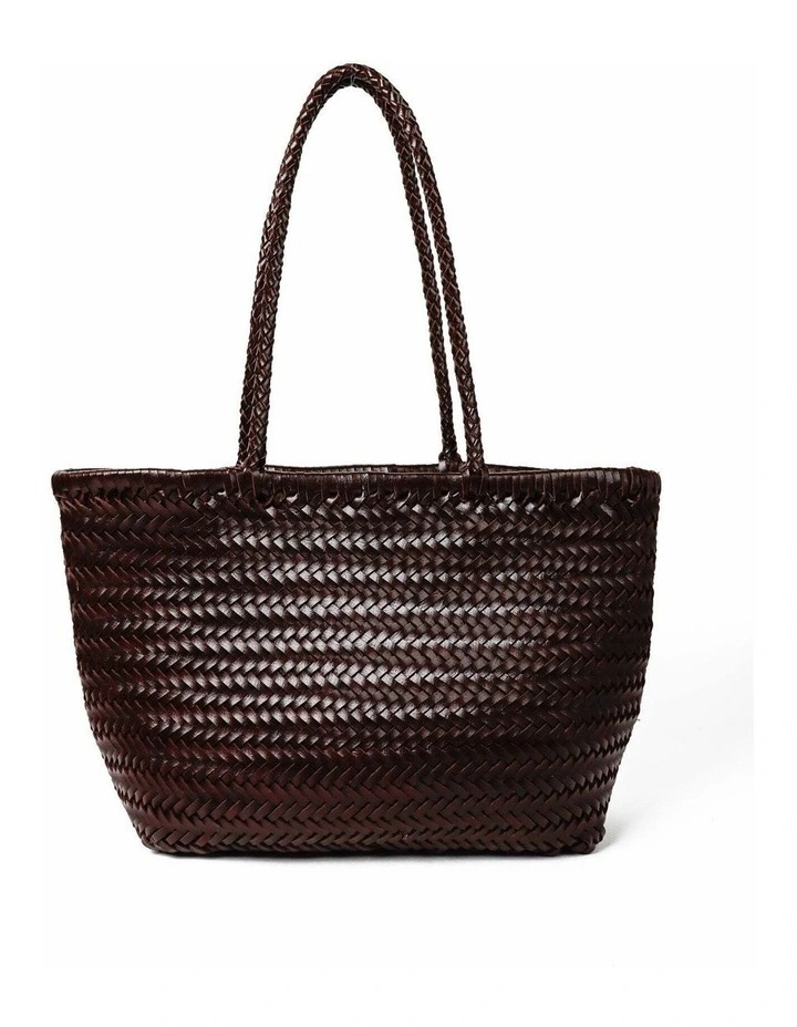 Alba Woven Wide Tote Bag - Brown image 1