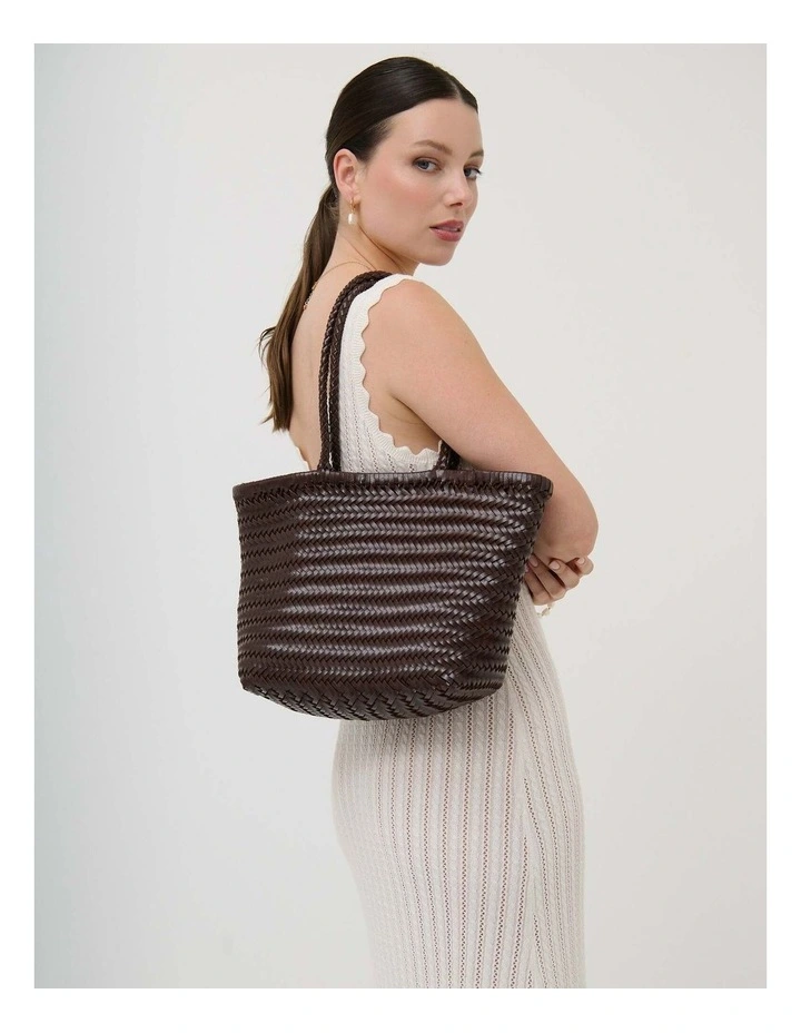 Alba Woven Wide Tote Bag - Brown image 2