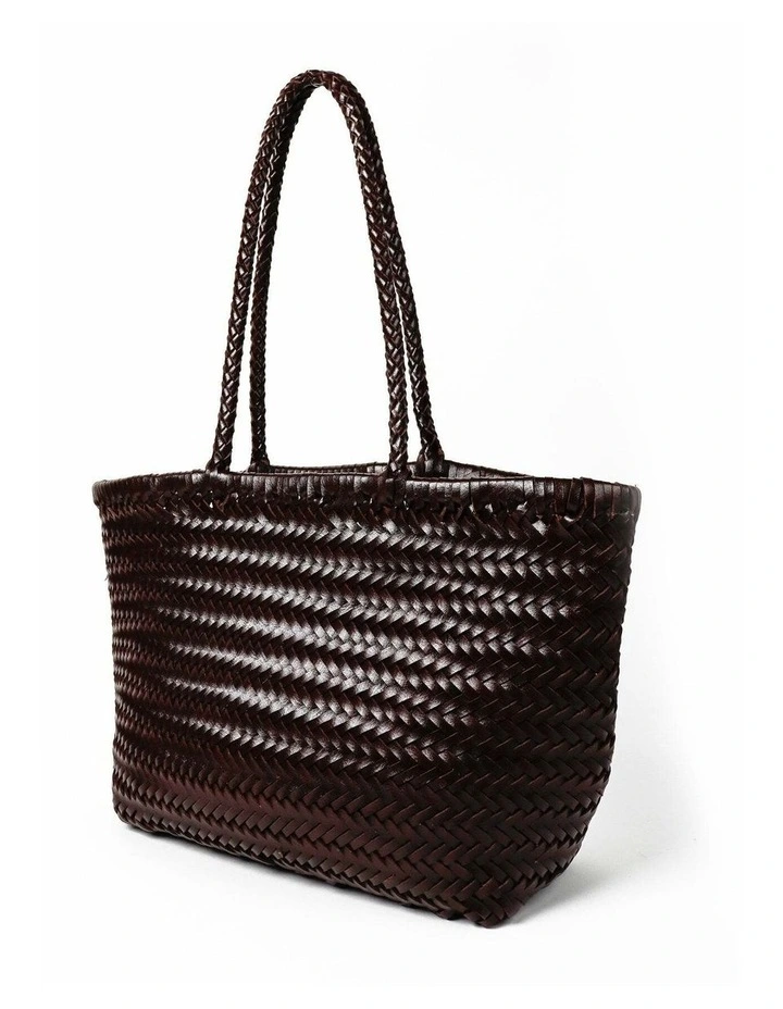 Alba Woven Wide Tote Bag - Brown image 4