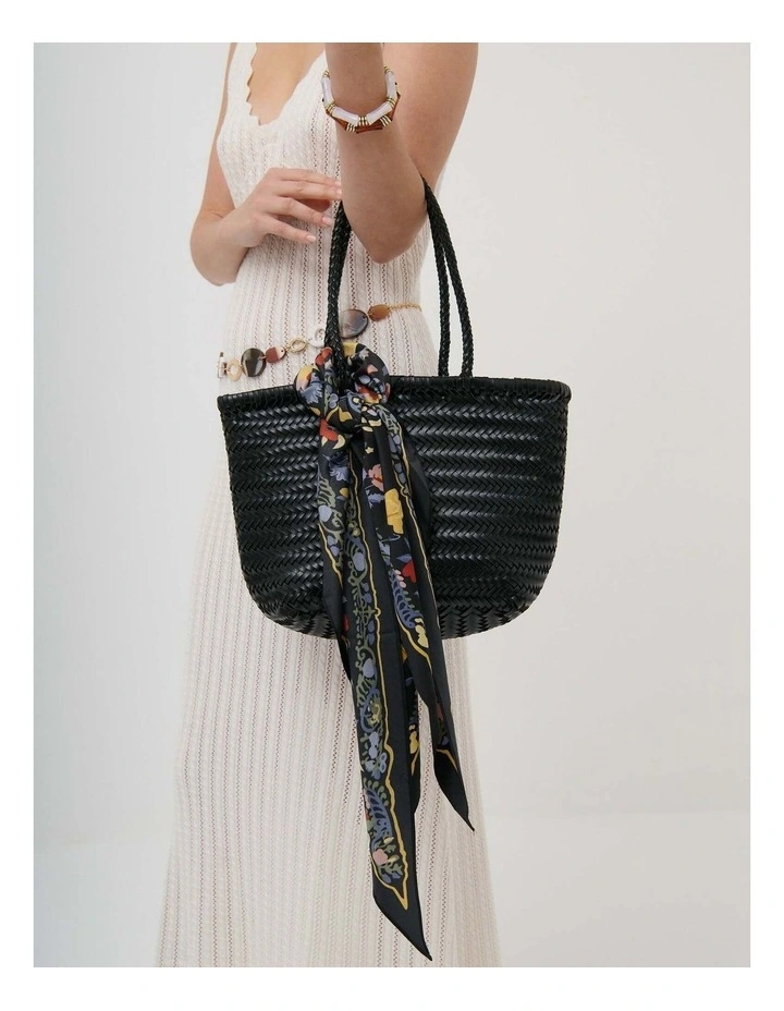 Alba Woven Wide Tote Bag - Black image 1