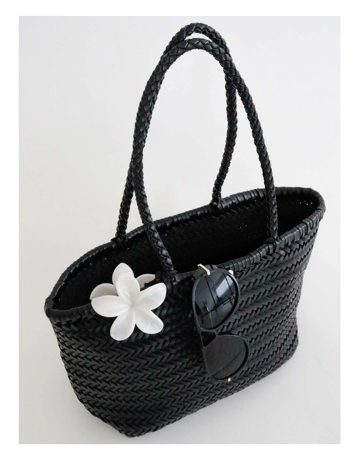 Alba Woven Wide Tote Bag - Black image 4