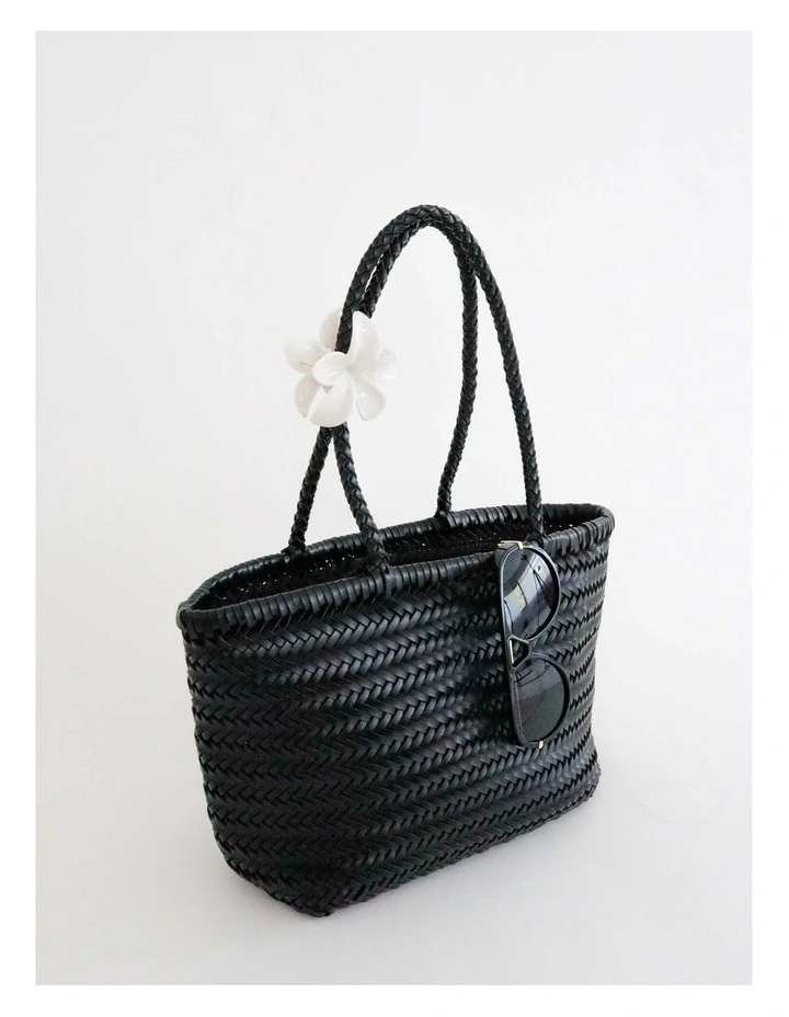 Alba Woven Wide Tote Bag - Black image 5