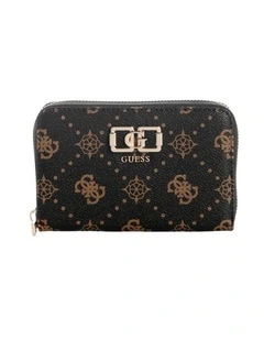 Brown Logo Emelie Medium Zip Around Wallet