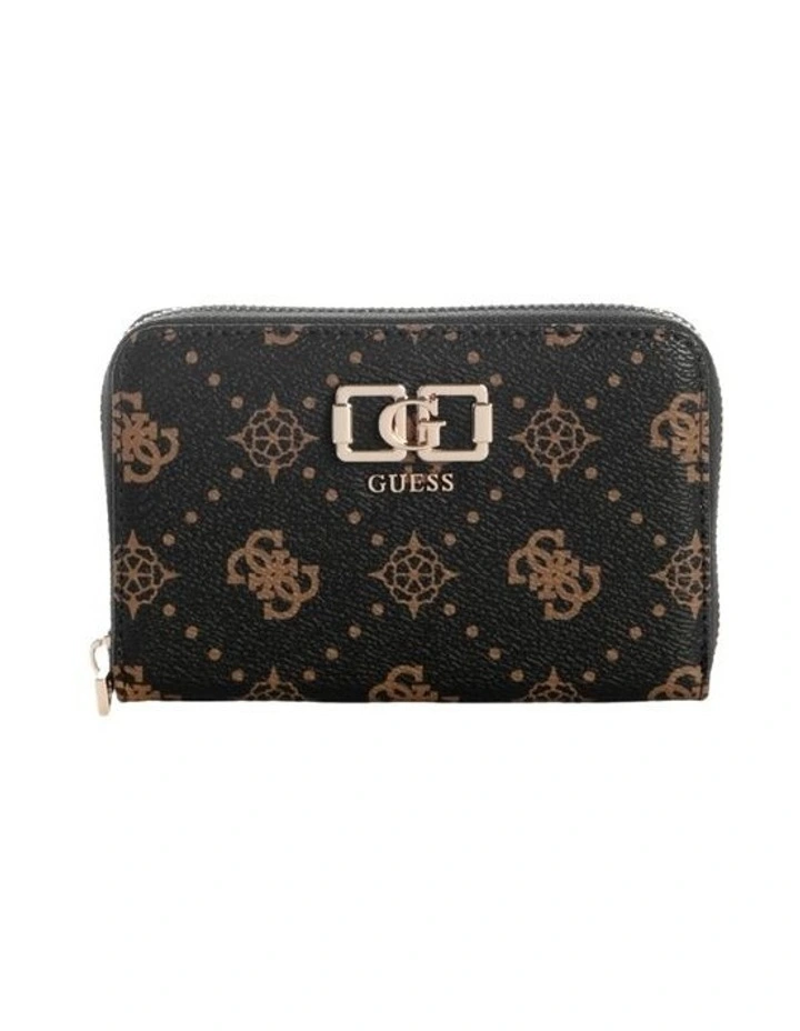 Brown Logo Emelie Medium Zip Around Wallet image 1