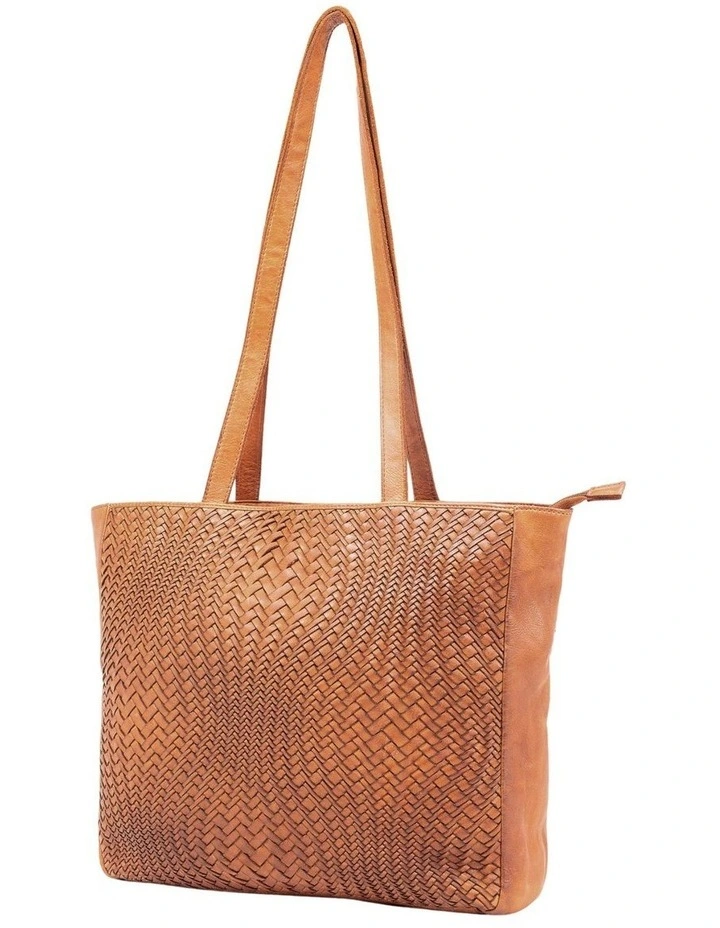 Toowoomba woven tote in tan image 3