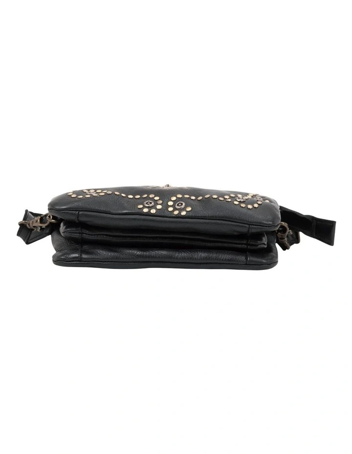 Fitzroy studded cross body bag w/ adjustable strap in black image 6