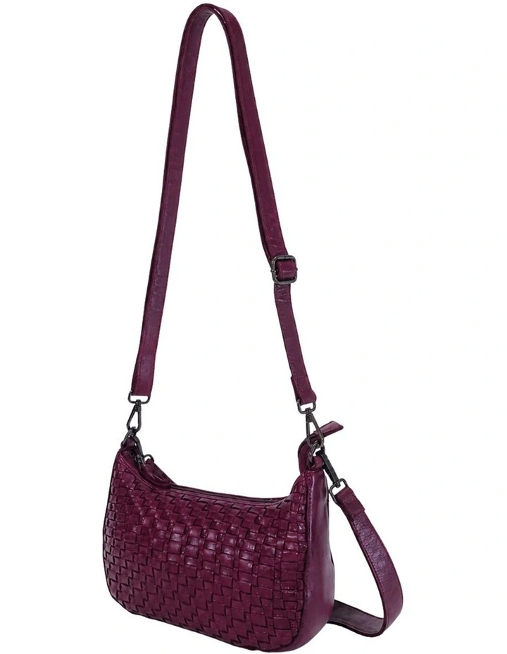 Sorrento moon cross body bag w/ adjustable strap in purple image 3