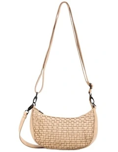 Sorrento moon cross body bag w/ adjustable strap in taupe