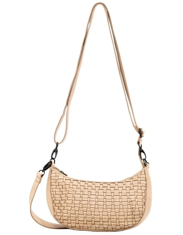 Sorrento moon cross body bag w/ adjustable strap in taupe image 1