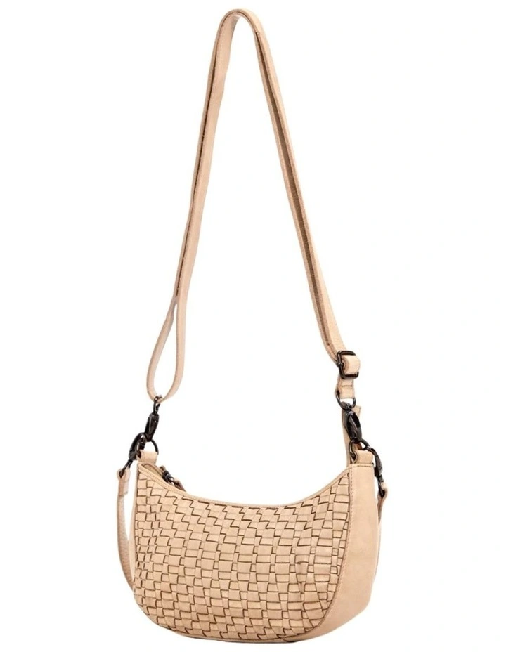 Sorrento moon cross body bag w/ adjustable strap in taupe image 3