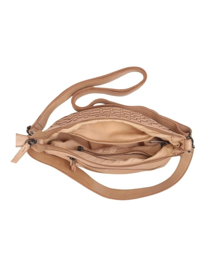 Sorrento moon cross body bag w/ adjustable strap in taupe image 4
