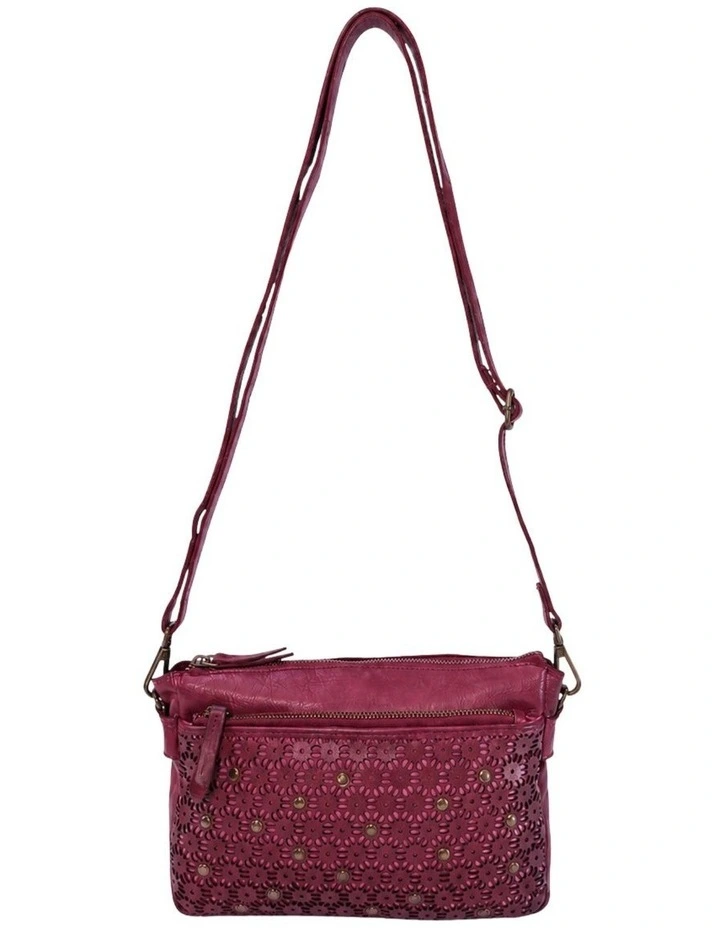 Bowral laser cut cross body strap w/ studs in purple image 1
