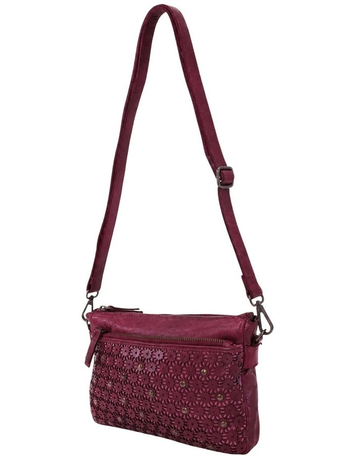 Bowral laser cut cross body strap w/ studs in purple image 3
