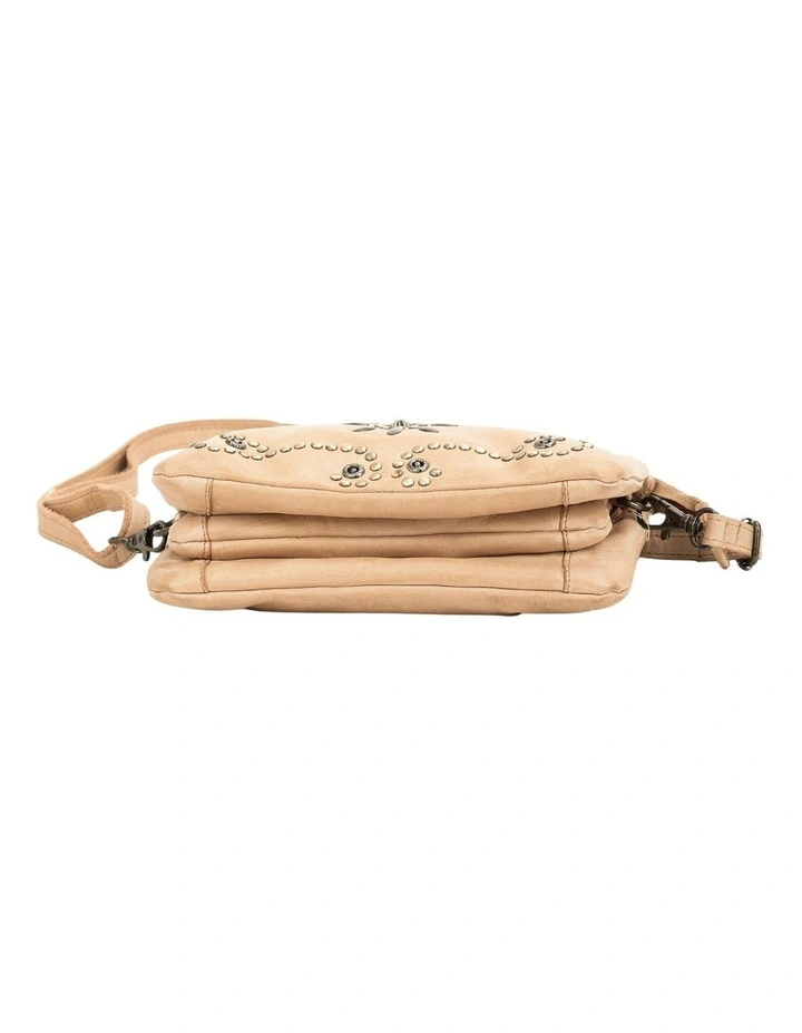 Fitzroy studded cross body bag w/ adjustable strap in taupe image 6