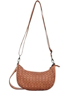 Sorrento moon cross body bag w/ adjustable strap in tan