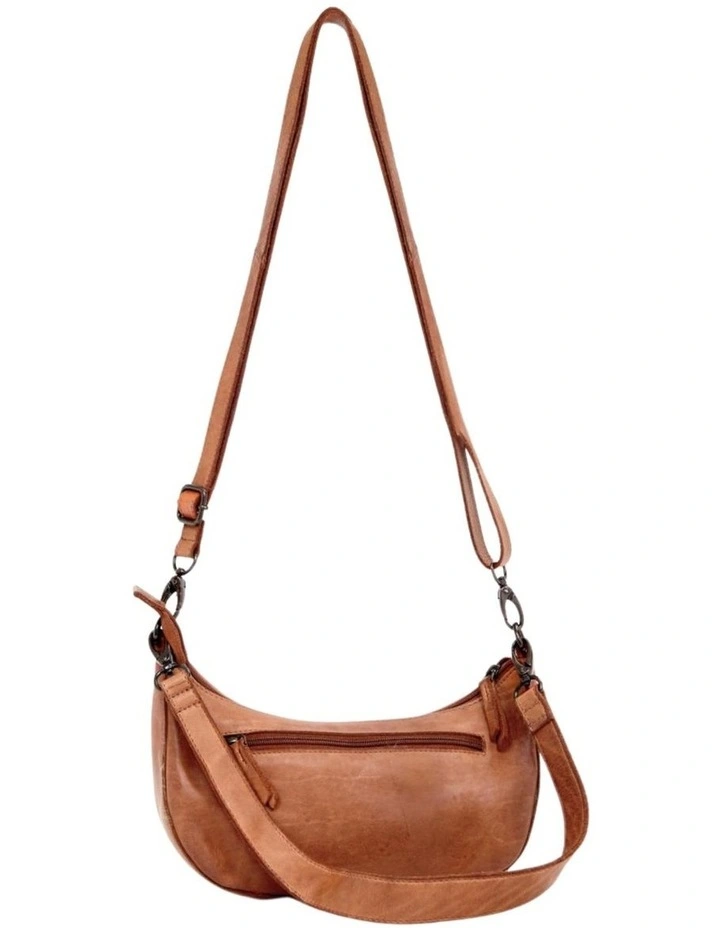 Sorrento moon cross body bag w/ adjustable strap in tan image 2