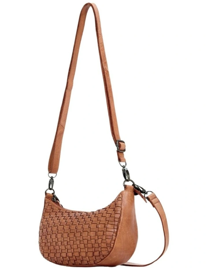Sorrento moon cross body bag w/ adjustable strap in tan image 3