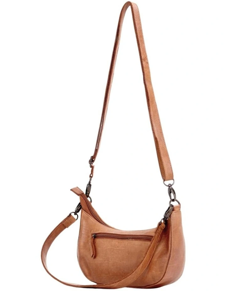 Sorrento moon cross body bag w/ adjustable strap in tan image 4